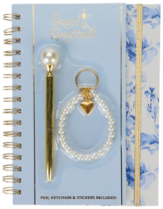 Thumbnail 1: Grace and Gratitude Floral Spiral Journal w/ Keychain, Pen & Stickers 