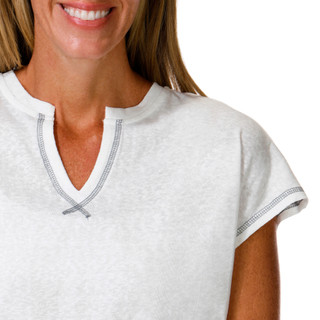 Thumbnail 3: BUNULU Women's Short Sleeve Split Neck Dolman Top 