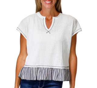 Thumbnail 1: BUNULU Women's Short Sleeve Split Neck Dolman Top 