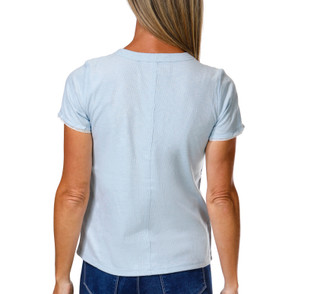 Thumbnail 2: BUNULU Women's Short Sleeve Crochet Henley Top 