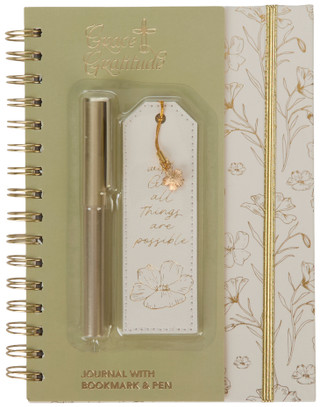 Thumbnail 1: Grace and Gratitude Floral Journal w/ Bookmark & Pen 