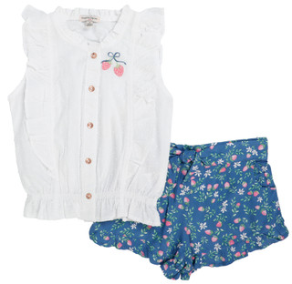 Thumbnail 1: Nanette Lepore Girl's 2 Pc Sleeveless Strawberry Short Set  