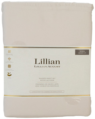 Thumbnail 2: LILLIAN AUGUST Queen 4 Pc Washed Sheet Set w/ Lace Hem 