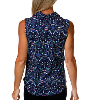 Thumbnail 2: Lillie Green Women's Sleeveless Floral Polo Top 