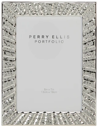 Thumbnail 1: Perry Ellis 5x7 Silver Sunburst Metal Picture Frame 