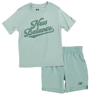 Thumbnail 1: New Balance Boy's 2 Pc Short Sleeve Active Logo Tee Short Set 