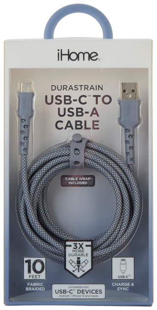 Thumbnail 1: Ihome 10 Foot Durastrain USB-C To USB-A Cable 