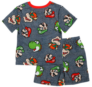 Thumbnail 2: Mario Boy's 2 Pc Character Graphic Tee Short Sleep Set 