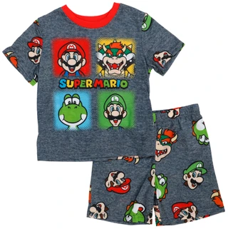 Thumbnail 1: Mario Boy's 2 Pc Character Graphic Tee Short Sleep Set 