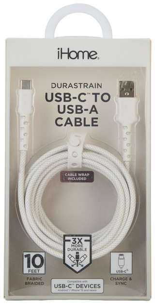 Thumbnail 1: Ihome 10 Foot Durastrain USB-C To USB-A Cable 