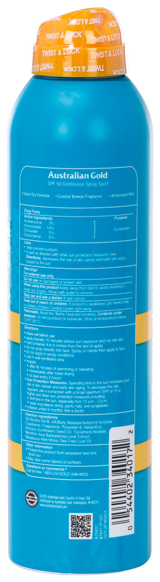 Thumbnail 2: AUSTRALIAN GOLD 6 oz Extreme Sport SPF 50 Continuous Spray Sunscreen 