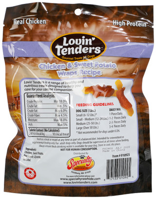Thumbnail 2: Lovin' Tenders 8 oz Chicken & Sweet Potato Wrap Dog Treats 