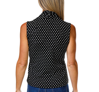 Thumbnail 3: Tahari Petite Sleeveless Polka Dot Twisted Front Top 