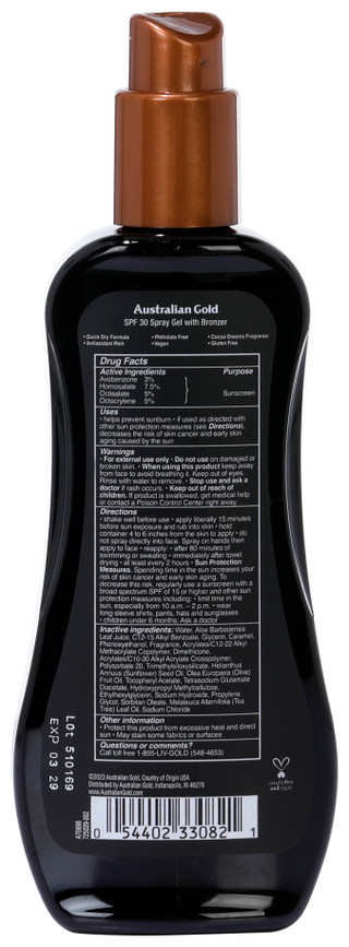 Thumbnail 2: AUSTRALIAN GOLD 8 oz Instant Bronzer SPF 30 Spray Gel Sunscreen  