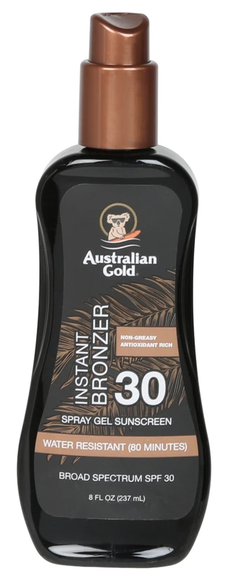 Thumbnail 1: AUSTRALIAN GOLD 8 oz Instant Bronzer SPF 30 Spray Gel Sunscreen  