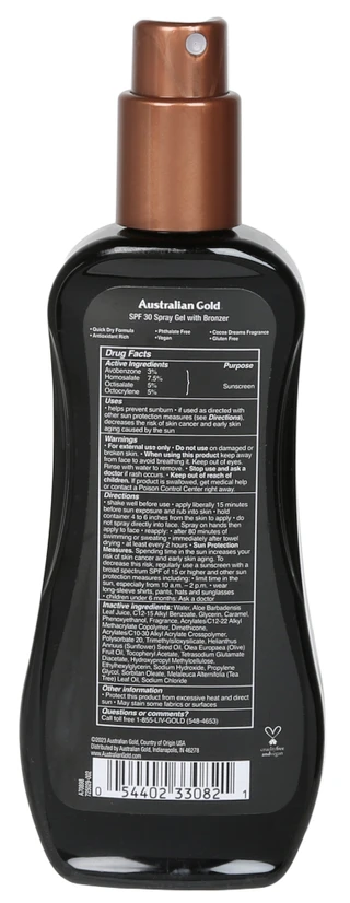Thumbnail 2: AUSTRALIAN GOLD 8 oz Instant Bronzer SPF 30 Spray Gel Sunscreen  