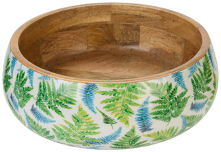Thumbnail 1: Boston International 9x3 Arwea Mango Wood & Enamel Serving Bowl 