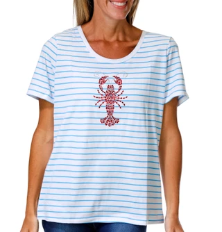 Thumbnail 1: Coral Bay Women's Short Sleeve Embellished Lobster Tee 