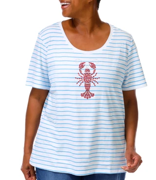 Thumbnail 1: Coral Bay Plus Short Sleeve Embellished Lobster Tee 