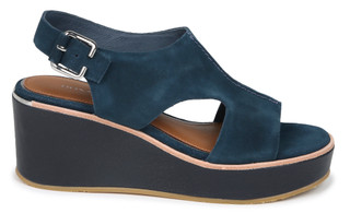 Thumbnail 3: DONALD PLINER Womens Navy Cut Out Upper Wedge Sandals 