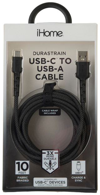 Thumbnail 1: Ihome 10 Foot Durastrain USB-C To USB-A Cable 