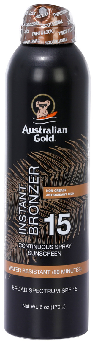 Thumbnail 1: AUSTRALIAN GOLD 6 oz Instant Bronzer SPF 15 Continuous Spray Sunscreen 