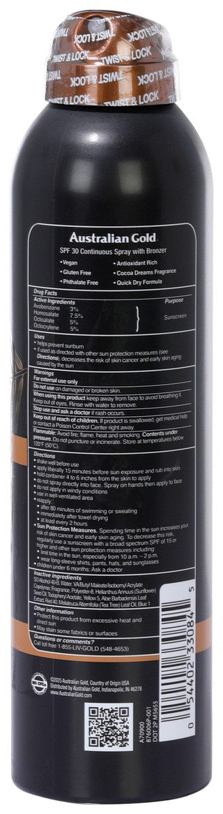 Thumbnail 3: AUSTRALIAN GOLD 6 oz Instant Bronzer SPF 30 Continuous Spray Sunscreen 