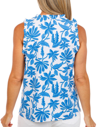 Thumbnail 3: Tahari Women's Sleeveless Floral V Neck Ruffle Top 