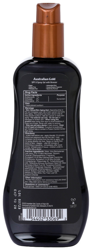 Thumbnail 3: AUSTRALIAN GOLD 8 oz Instant Bronzer SPF 8 Spray Gel Sunscreen  