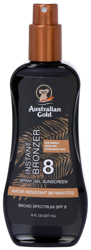 Thumbnail 1: AUSTRALIAN GOLD 8 oz Instant Bronzer SPF 8 Spray Gel Sunscreen  
