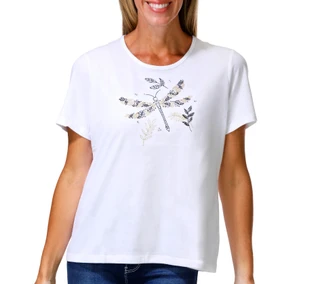 Thumbnail 1: Coral Bay Petite Short Sleeve Embellished Dragonfly Tee 
