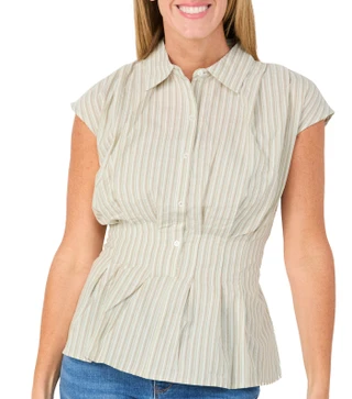 Thumbnail 1: MAX STUDIO Women's Short Sleeve Collared Button Down Shirt 