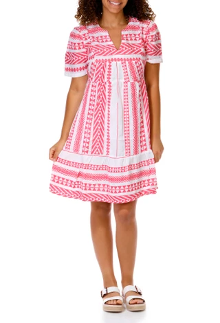 Thumbnail 1: Dash Women's Short Sleeve Directional Stripe Dress 