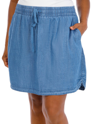 Thumbnail 1: Kate Park Women's Plus Chambray Denim Skort  