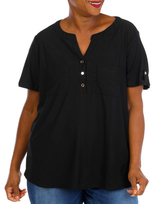 Thumbnail 1: Late August Women's Plus Quartet Button Top  