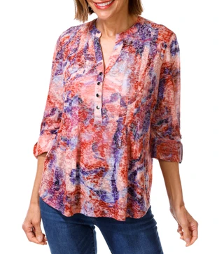 Thumbnail 1: Kate Park Women's Studded Quarter Button Top 
