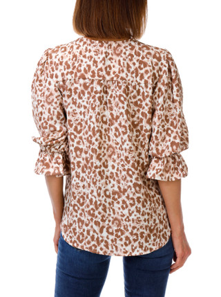 Thumbnail 2: Good Days Only Women's 3/4 Ruffle Sleeve V-Neck Print Top 