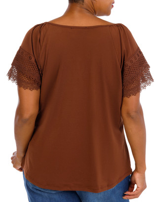 Thumbnail 2: ADRIENNE VITTADINI Women's Plus Crochet Sleeve Top  
