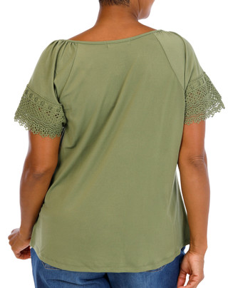 Thumbnail 2: ADRIENNE VITTADINI Women's Plus Crochet Sleeve Top  