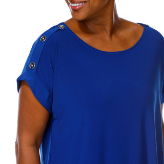 Thumbnail 2: Ava & Grace Women's Plus Button Shoulder Top  