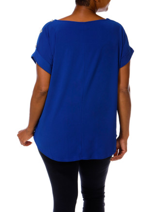 Thumbnail 4: Ava & Grace Women's Plus Button Shoulder Top  