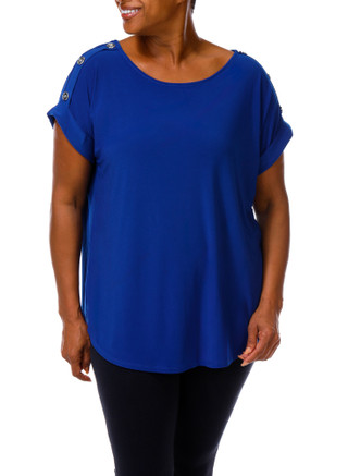 Thumbnail 1: Ava & Grace Women's Plus Button Shoulder Top  