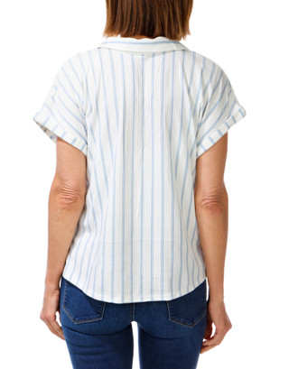 Thumbnail 2: Cure Apparel Women's Petite Stripe Print Top 
