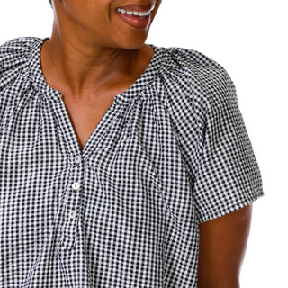 Thumbnail 2: Just Living Women's Plus Gingham Print Top  