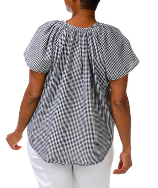 Thumbnail 4: Just Living Women's Plus Gingham Print Top  