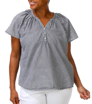 Thumbnail 1: Just Living Women's Plus Gingham Print Top  