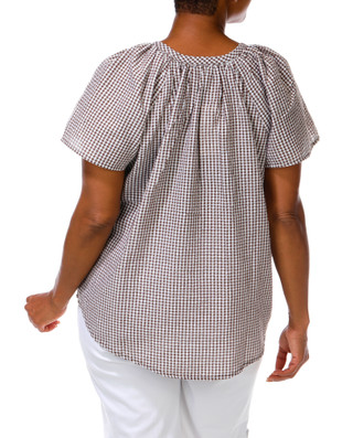 Thumbnail 4: Just Living Women's Plus Gingham Print Top  