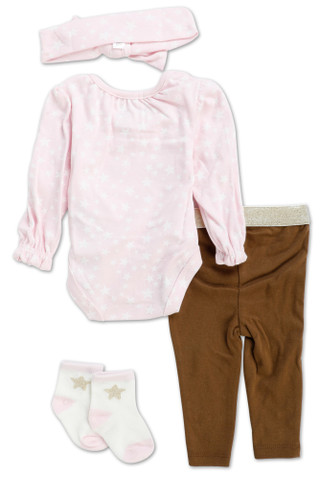 Thumbnail 2: Baby Essentials Baby Girls 4 Pc Pants Ser 