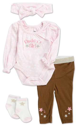 Thumbnail 1: Baby Essentials Baby Girls 4 Pc Pants Ser 