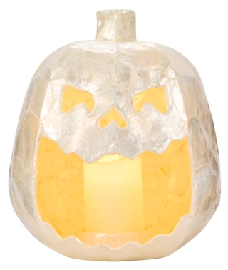 Thumbnail 1: Magical Season 12 In Handmade Capiz Jack O' Lantern with LED Candle 